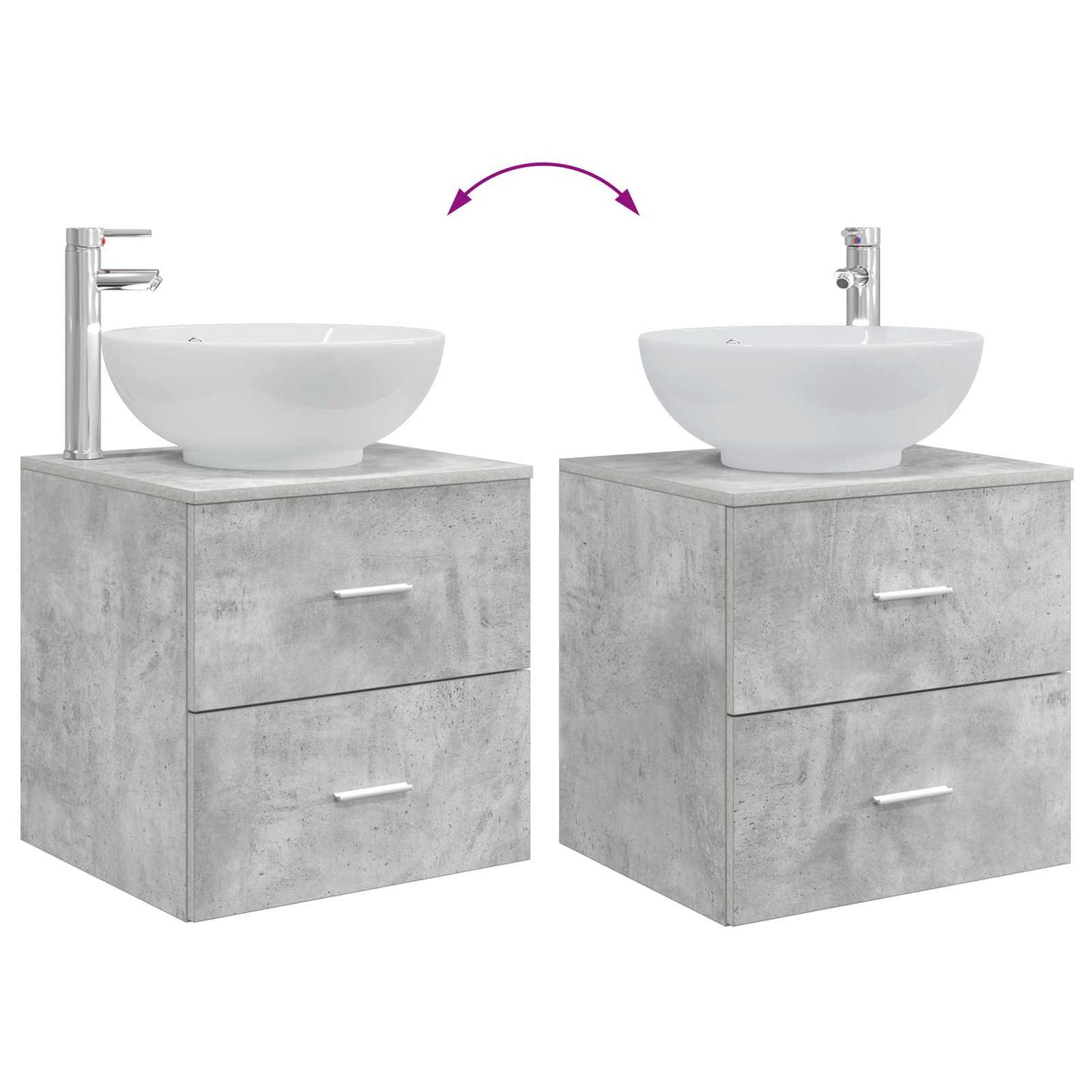 Badkamermeubelset 3 st Betongrijs 49,5 x 44,5 x 65 cm