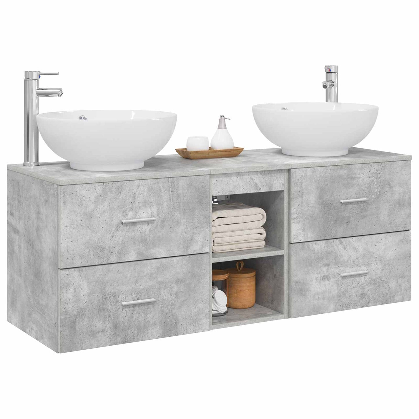 Badkamermeubelset 3 st Betongrijs 49,5 x 44,5 x 65 cm