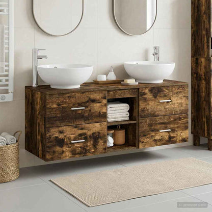 Badkamermeubelset 3 st Gerookt eiken 49,5 x 44,5 x 65 cm