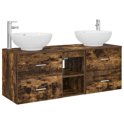 Badkamermeubelset 3 st Gerookt eiken 49,5 x 44,5 x 65 cm