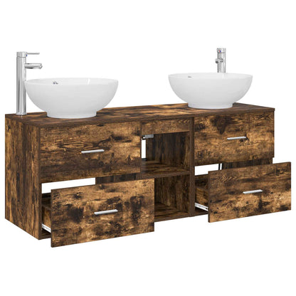 Badkamermeubelset 3 st Gerookt eiken 49,5 x 44,5 x 65 cm