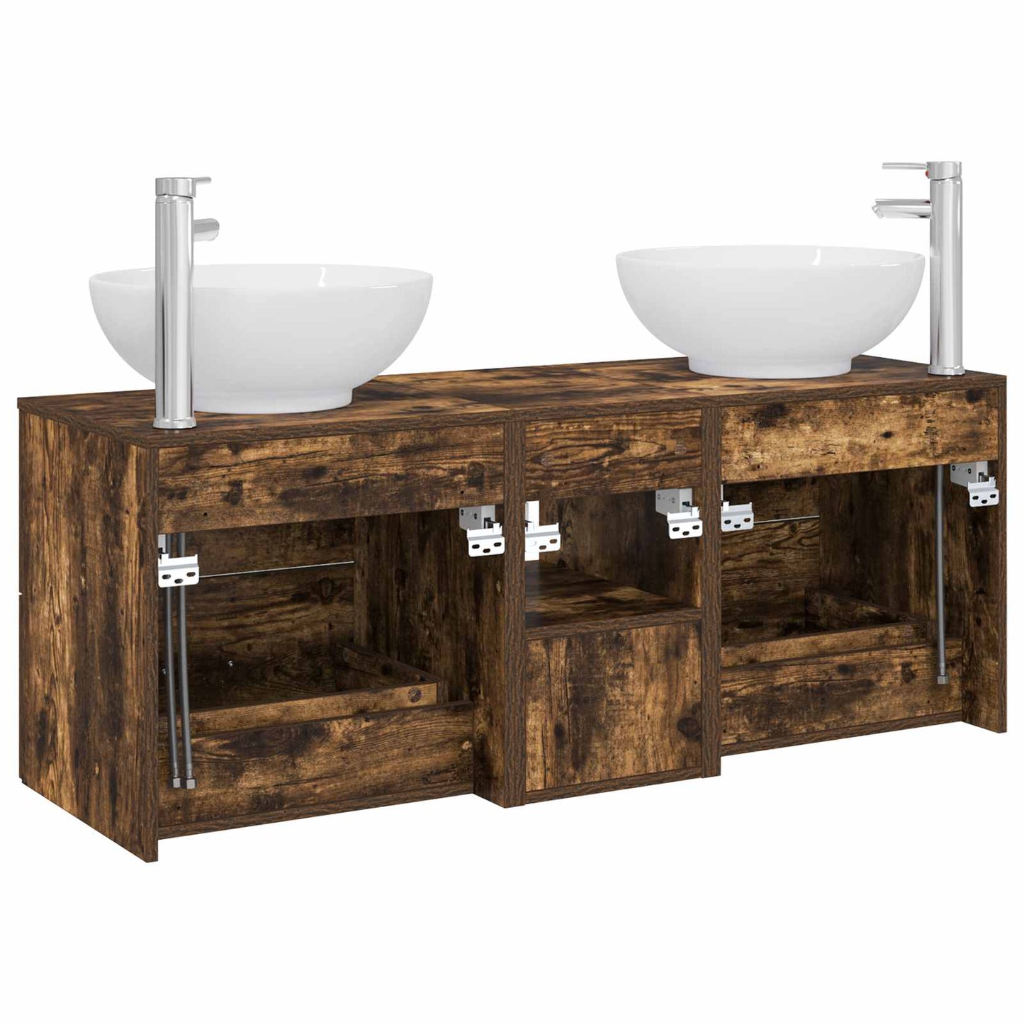 Badkamermeubelset 3 st Gerookt eiken 49,5 x 44,5 x 65 cm