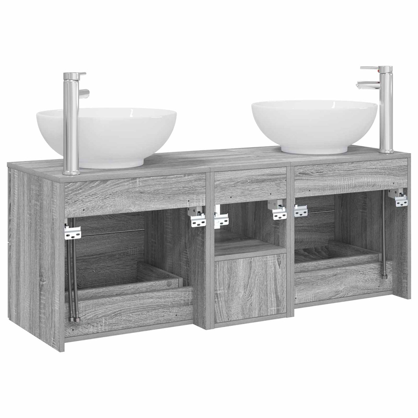 Badkamermeubelset 3 st Grijs Sonoma 49,5 x 44,5 x 65 cm