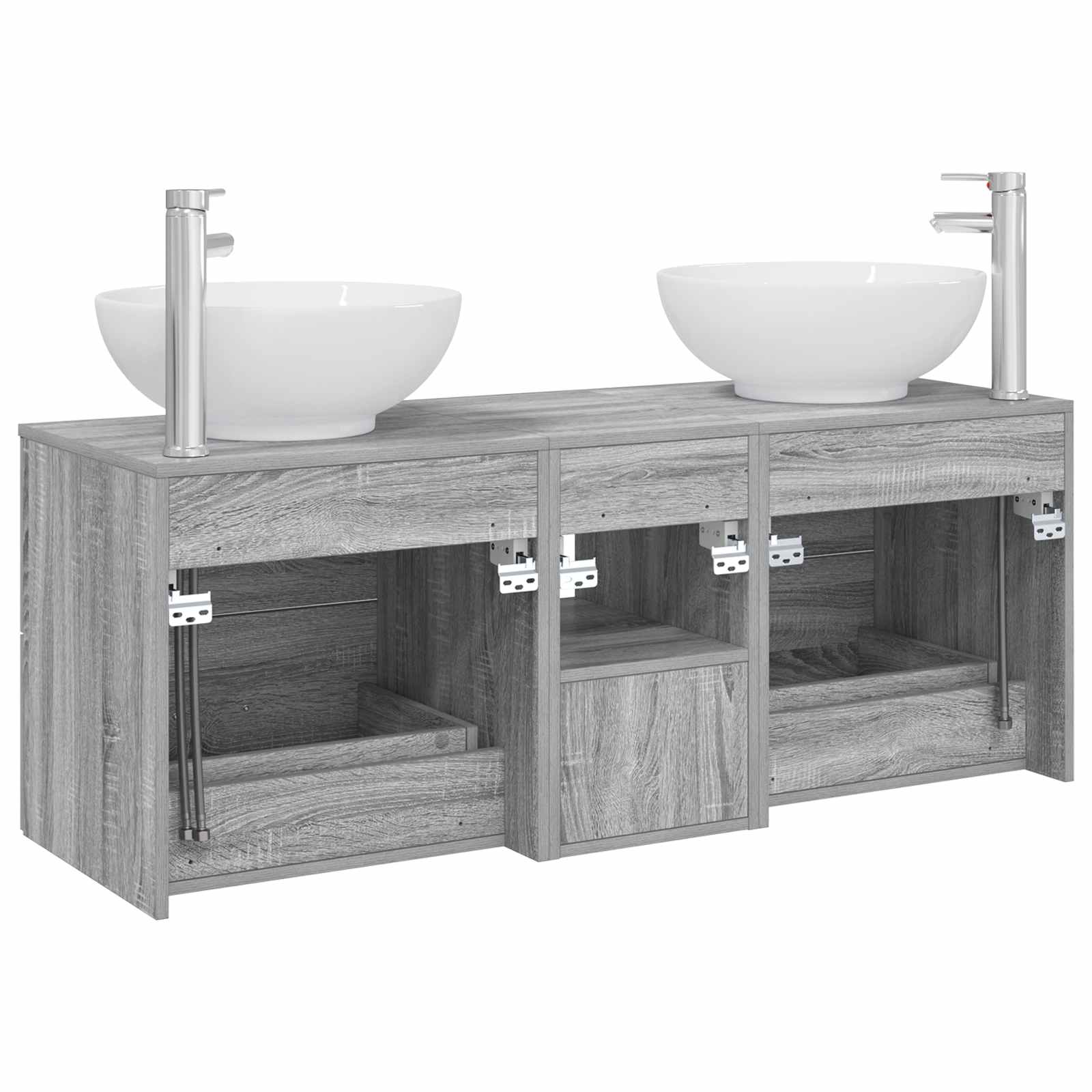Badkamermeubelset 3 st Grijs Sonoma 49,5 x 44,5 x 65 cm