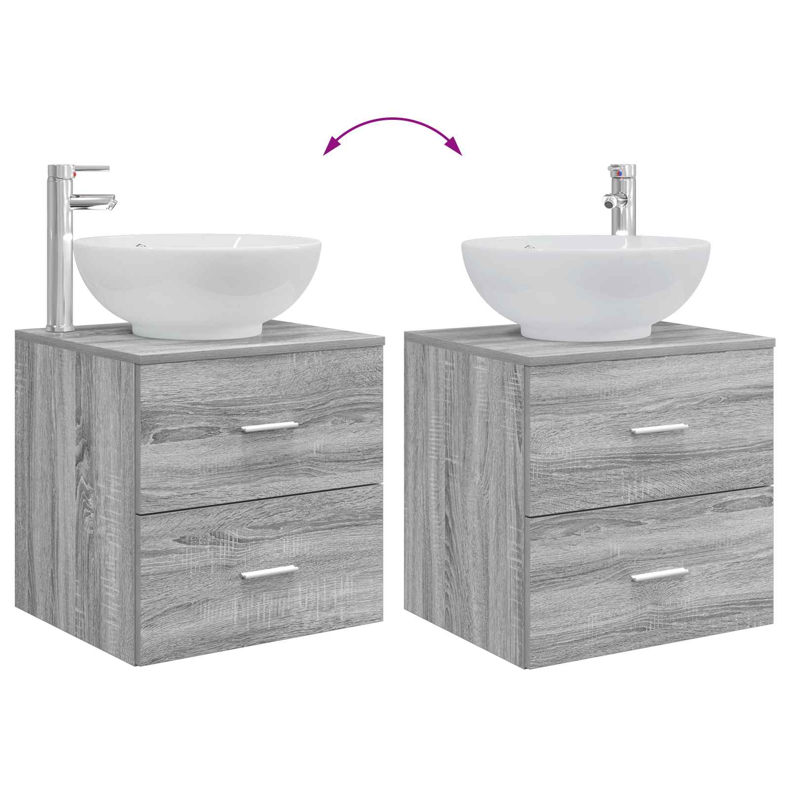 Badkamermeubelset 3 st Grijs Sonoma 49,5 x 44,5 x 65 cm