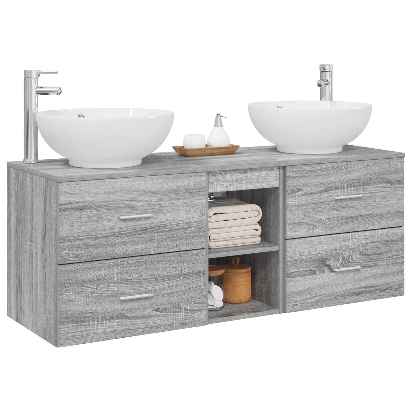 Badkamermeubelset 3 st Grijs Sonoma 49,5 x 44,5 x 65 cm