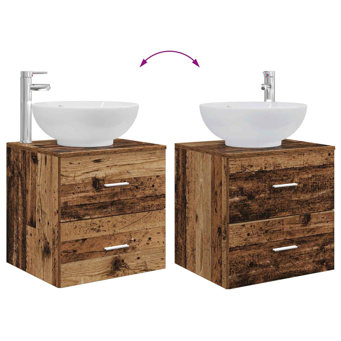 Badkamermeubelset 3 st Oud hout 49,5 x 44,5 x 65 cm