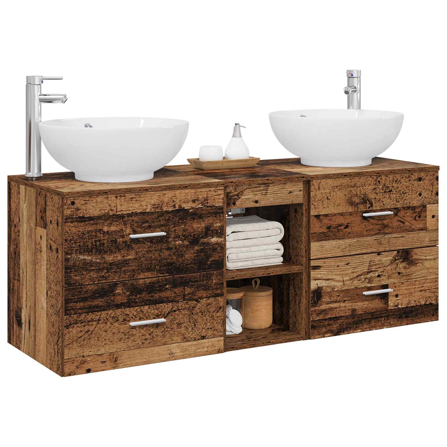 Badkamermeubelset 3 st Oud hout 49,5 x 44,5 x 65 cm