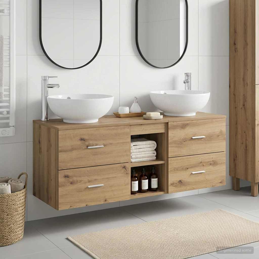 Badkamermeubelset 3 st Artisanaal eiken 49,5 x 44,5 x 65 cm