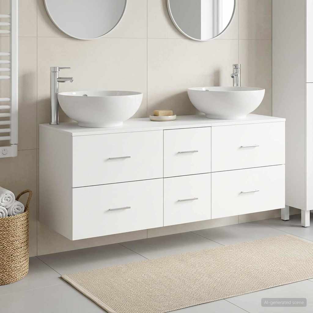 Badkamermeubelset 3 st Wit 49,5 x 44,5 x 65 cm Bewerkt hout
