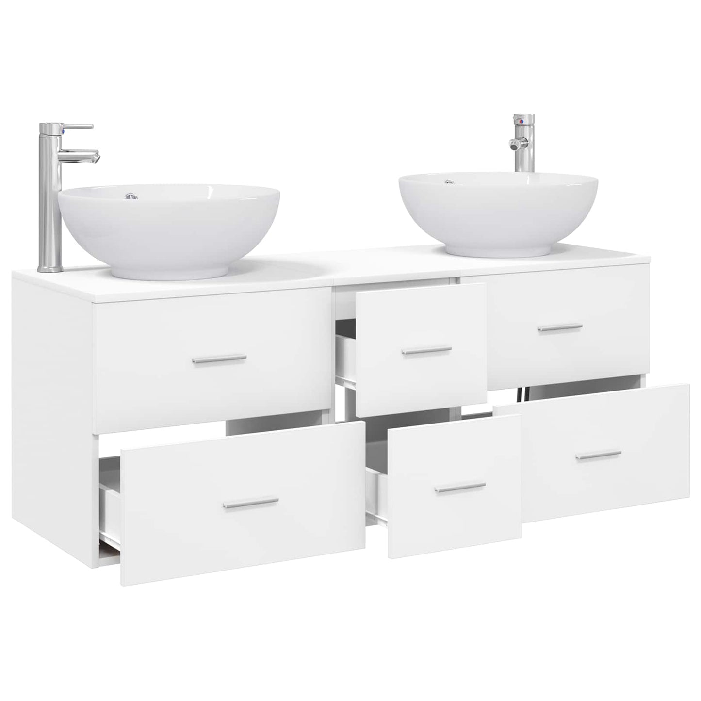Badkamermeubelset 3 st Wit 49,5 x 44,5 x 65 cm Bewerkt hout