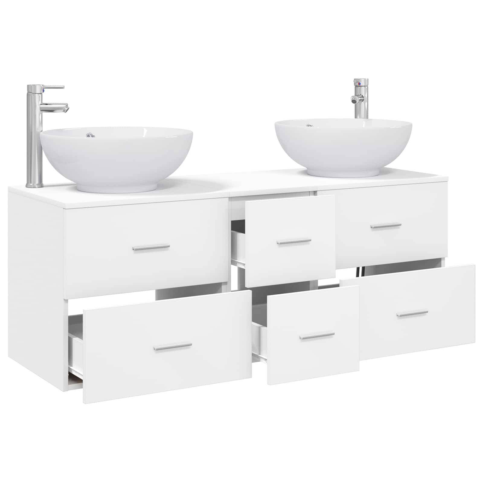 Badkamermeubelset 3 st Wit 49,5 x 44,5 x 65 cm Bewerkt hout