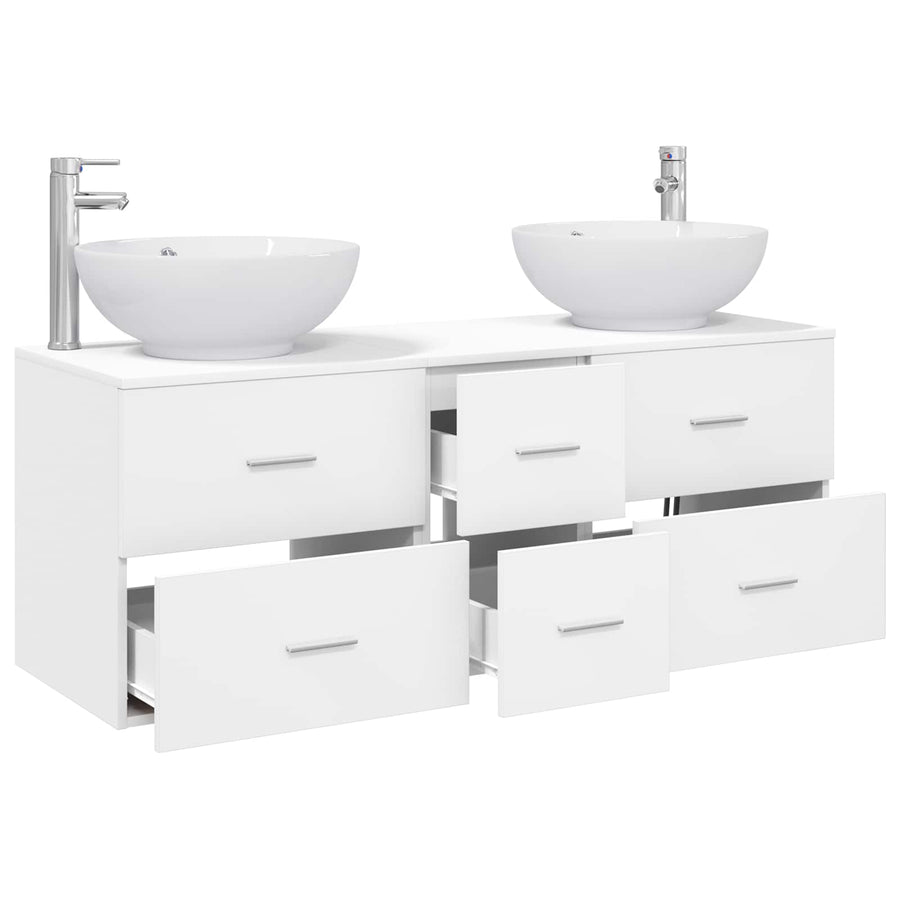 Badkamermeubelset 3 st Wit 49,5 x 44,5 x 65 cm Bewerkt hout