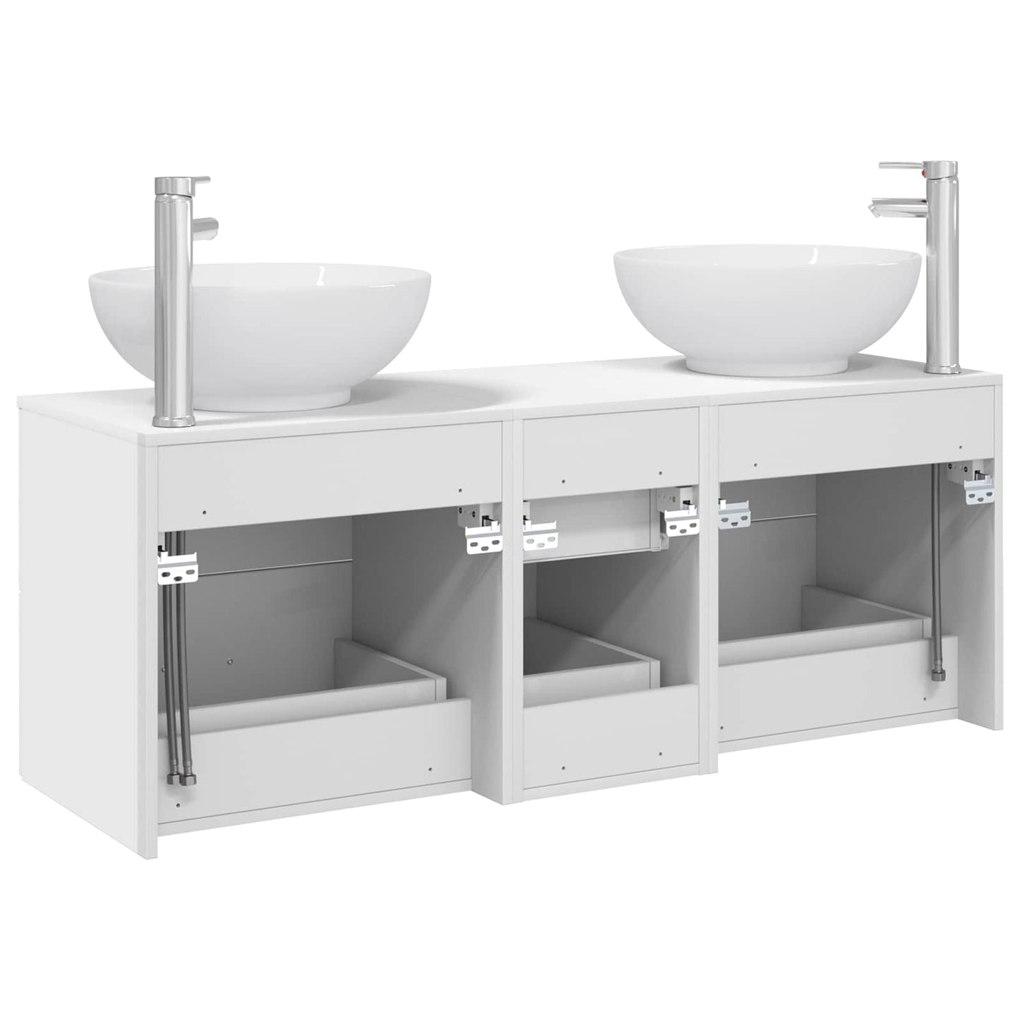 Badkamermeubelset 3 st Wit 49,5 x 44,5 x 65 cm Bewerkt hout