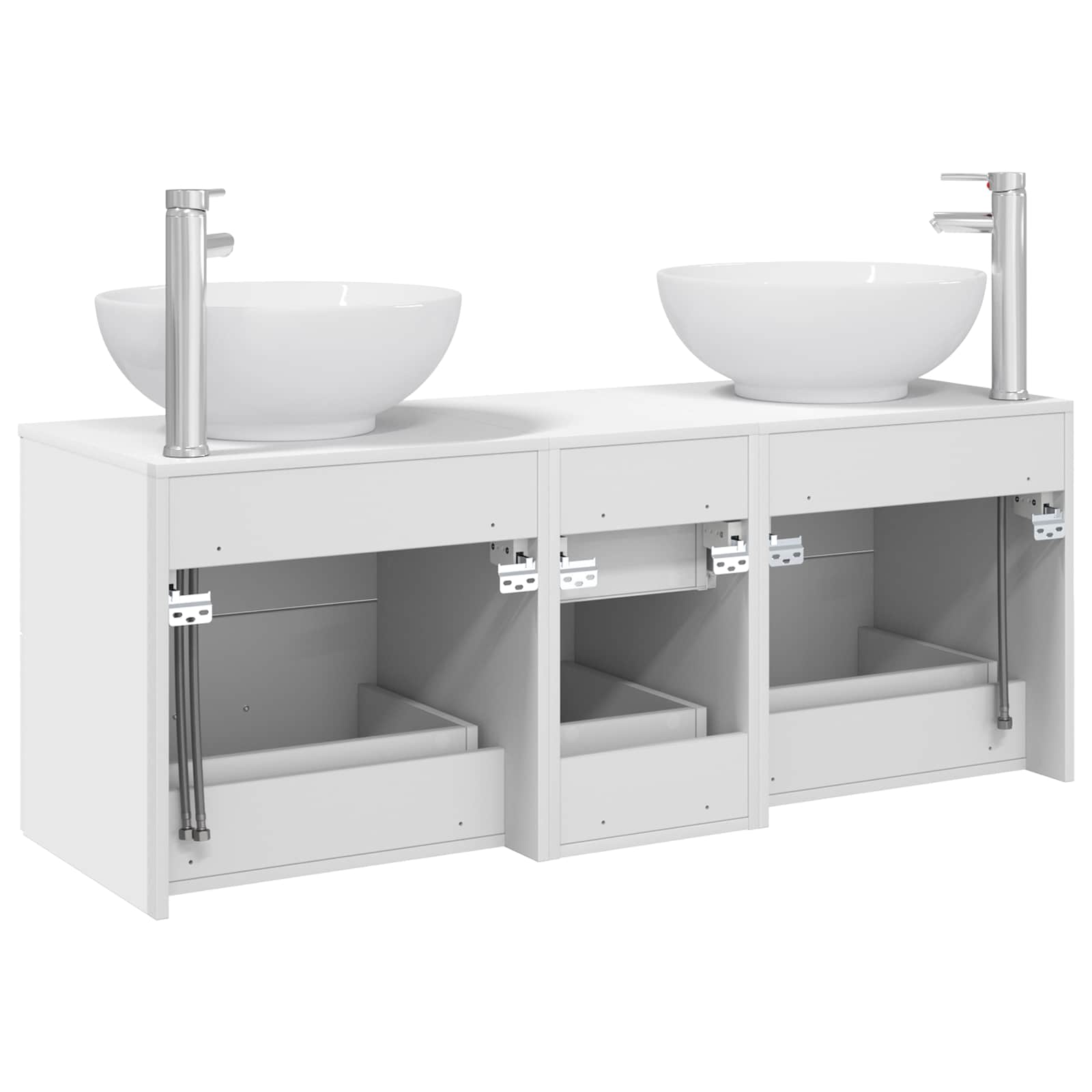 Badkamermeubelset 3 st Wit 49,5 x 44,5 x 65 cm Bewerkt hout