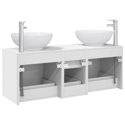 Badkamermeubelset 3 st Wit 49,5 x 44,5 x 65 cm Bewerkt hout