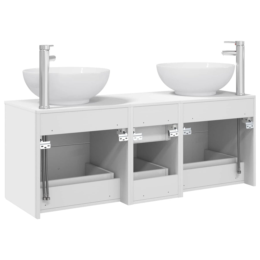 Badkamermeubelset 3 st Wit 49,5 x 44,5 x 65 cm Bewerkt hout