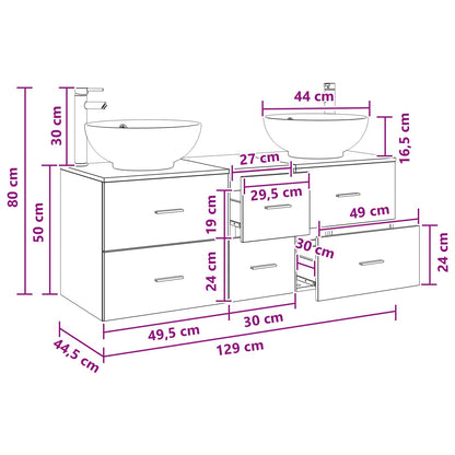 Badkamermeubelset 3 st Wit 49,5 x 44,5 x 65 cm Bewerkt hout