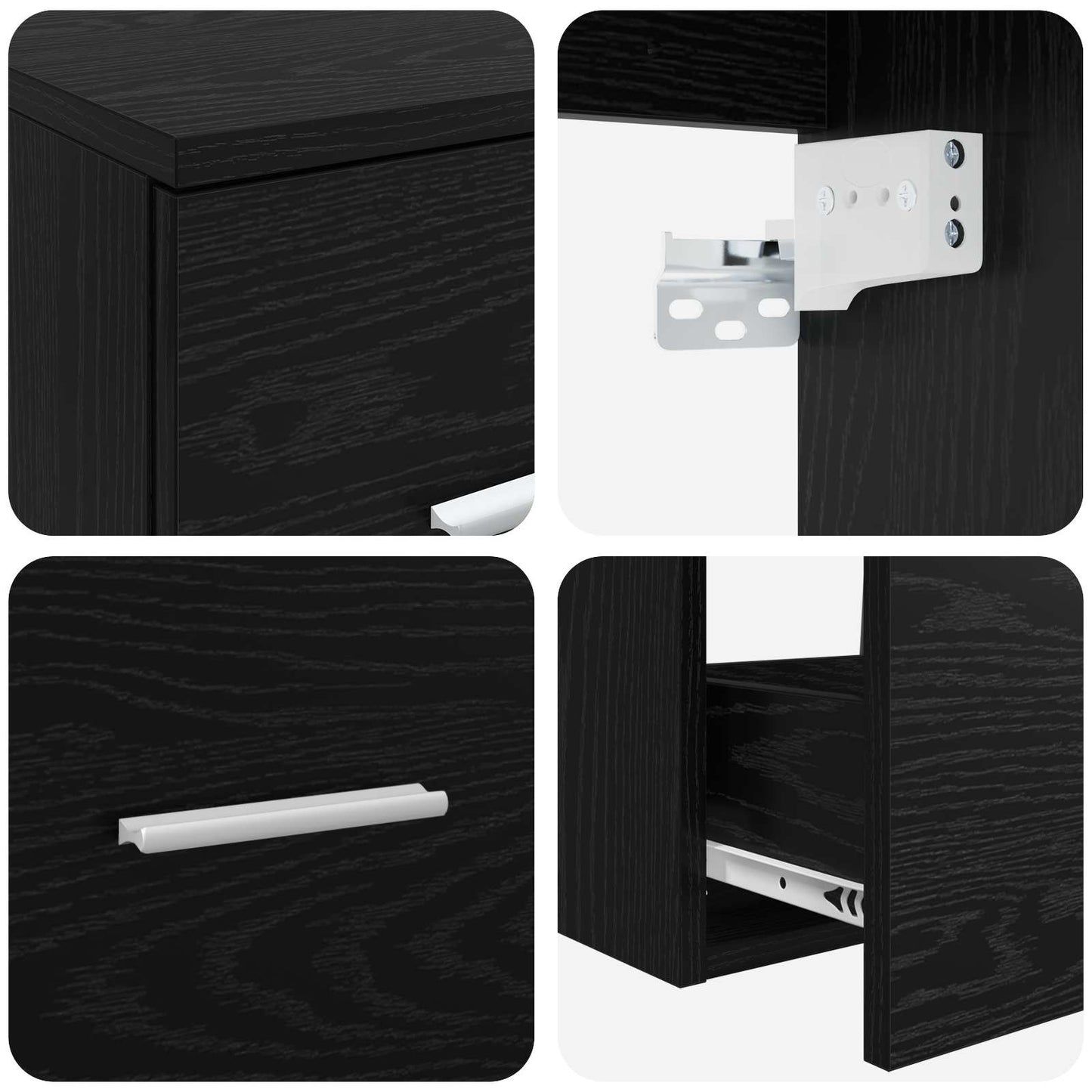 Badkamermeubelset 3 st Zwart 49,5 x 44,5 x 65 cm Bewerkt hout