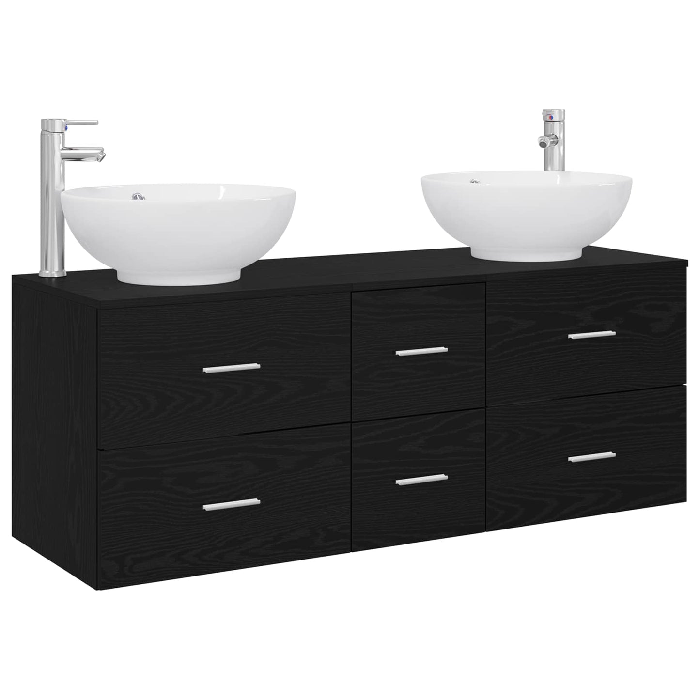 Badkamermeubelset 3 st Zwart 49,5 x 44,5 x 65 cm Bewerkt hout
