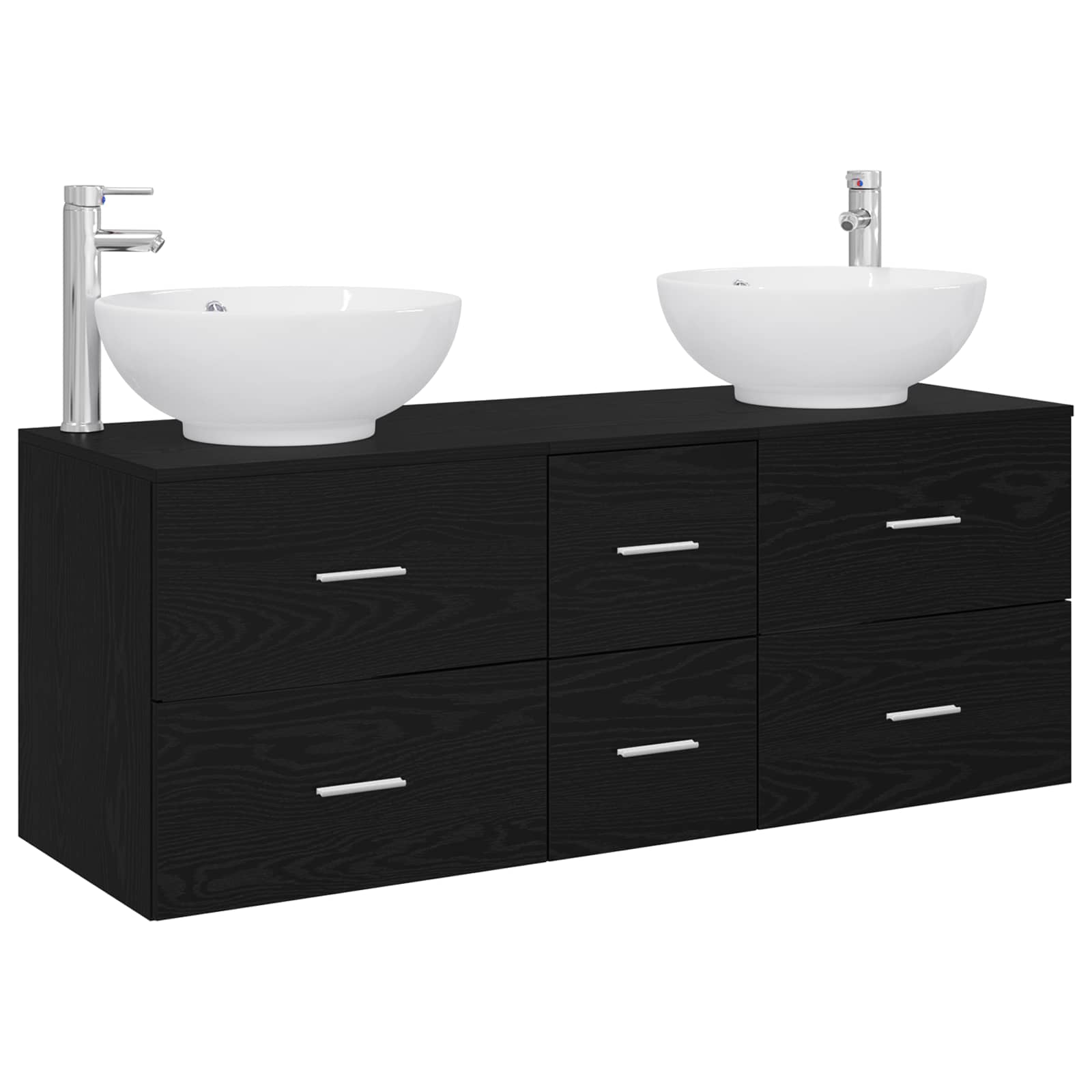 Badkamermeubelset 3 st Zwart 49,5 x 44,5 x 65 cm Bewerkt hout