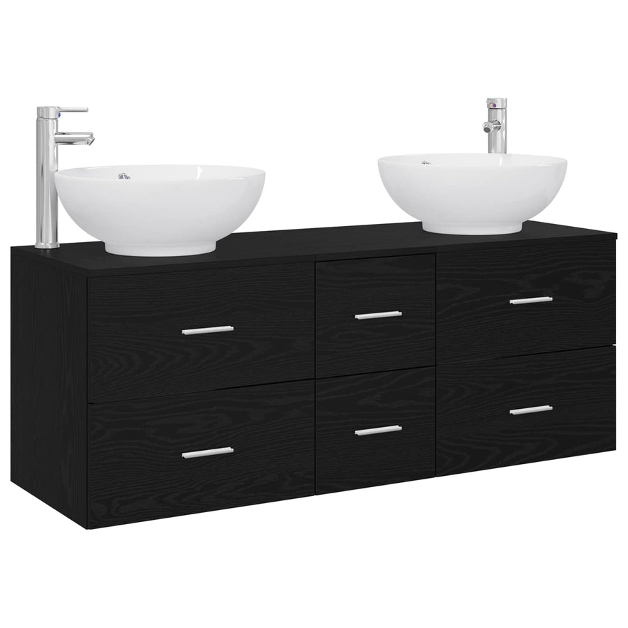 Badkamermeubelset 3 st Zwart 49,5 x 44,5 x 65 cm Bewerkt hout
