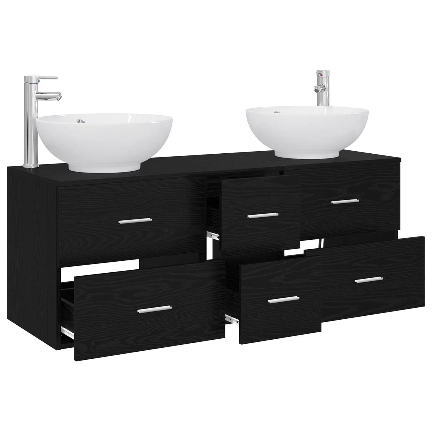 Badkamermeubelset 3 st Zwart 49,5 x 44,5 x 65 cm Bewerkt hout