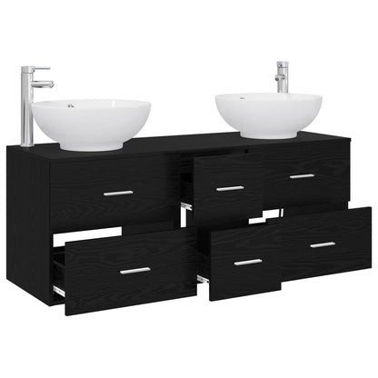 Badkamermeubelset 3 st Zwart 49,5 x 44,5 x 65 cm Bewerkt hout