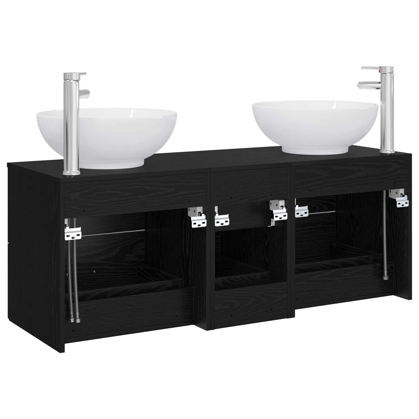 Badkamermeubelset 3 st Zwart 49,5 x 44,5 x 65 cm Bewerkt hout