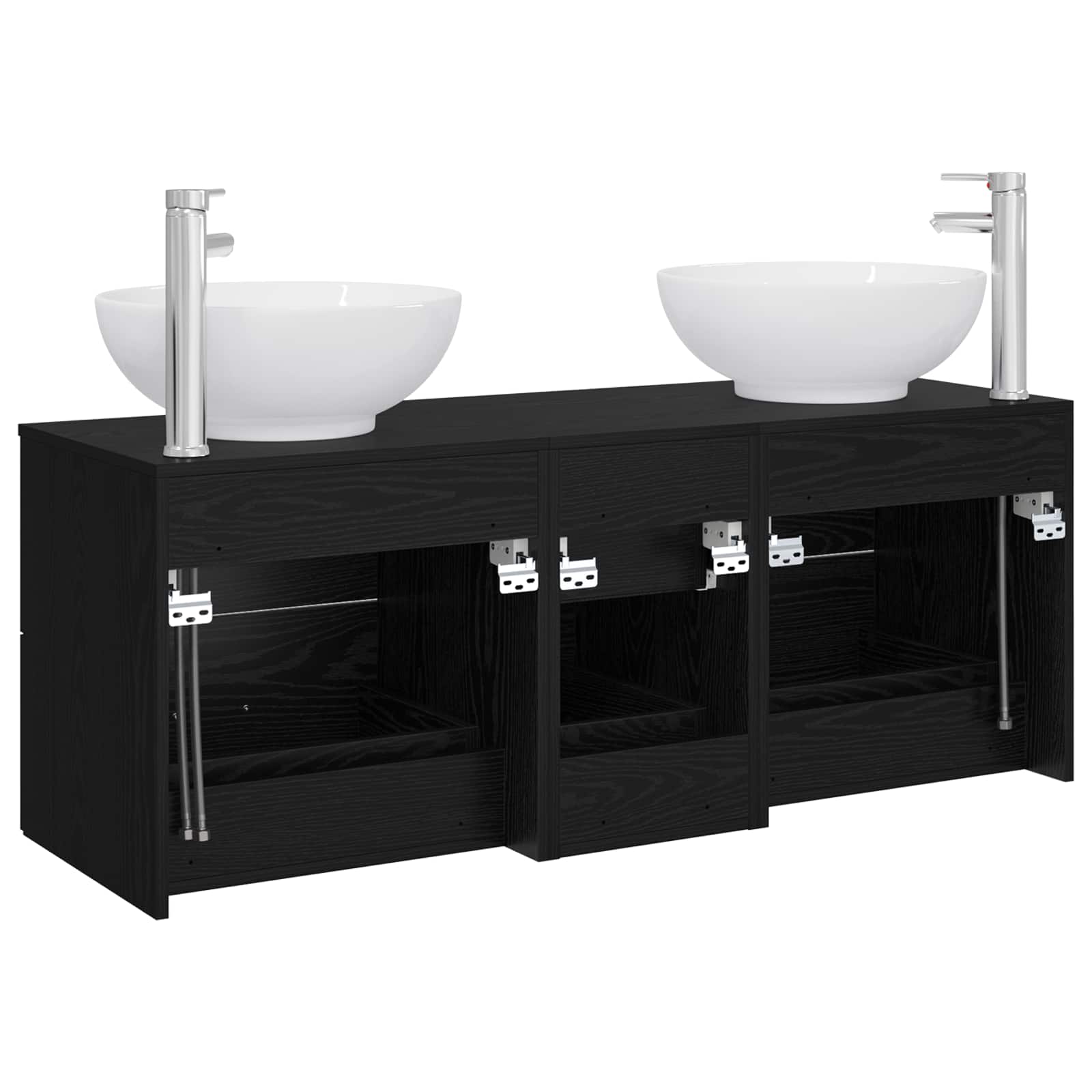 Badkamermeubelset 3 st Zwart 49,5 x 44,5 x 65 cm Bewerkt hout