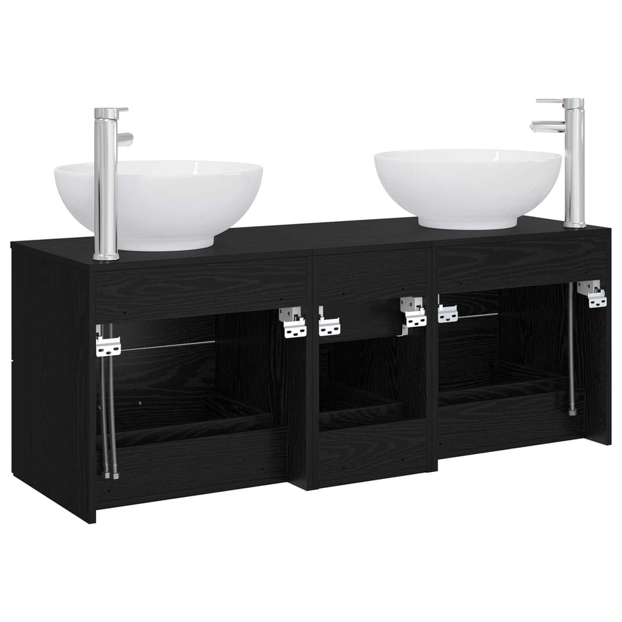Badkamermeubelset 3 st Zwart 49,5 x 44,5 x 65 cm Bewerkt hout