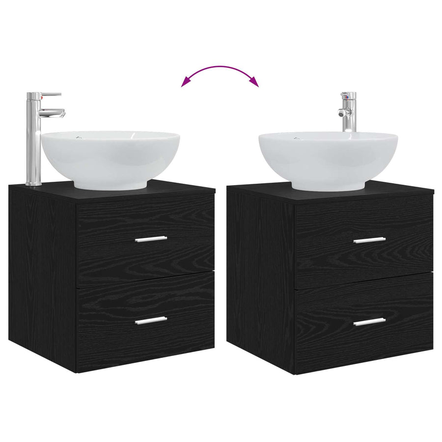 Badkamermeubelset 3 st Zwart 49,5 x 44,5 x 65 cm Bewerkt hout