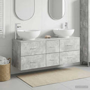 Badkamermeubelset 3 delig betongrijs 49,5x44,5x65 cm wandmontage