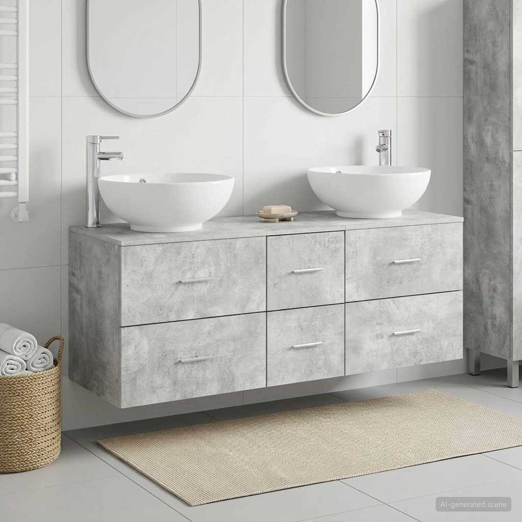 Badkamermeubelset 3 st Betongrijs 49,5 x 44,5 x 65 cm