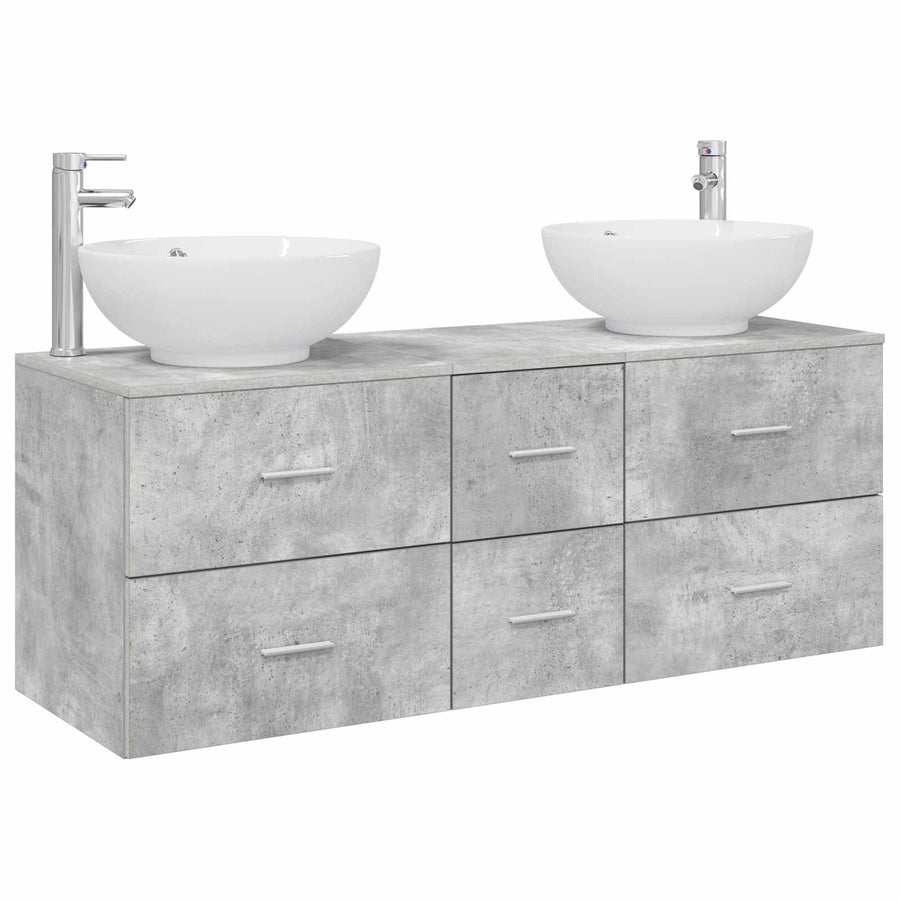 Badkamermeubelset 3 st Betongrijs 49,5 x 44,5 x 65 cm