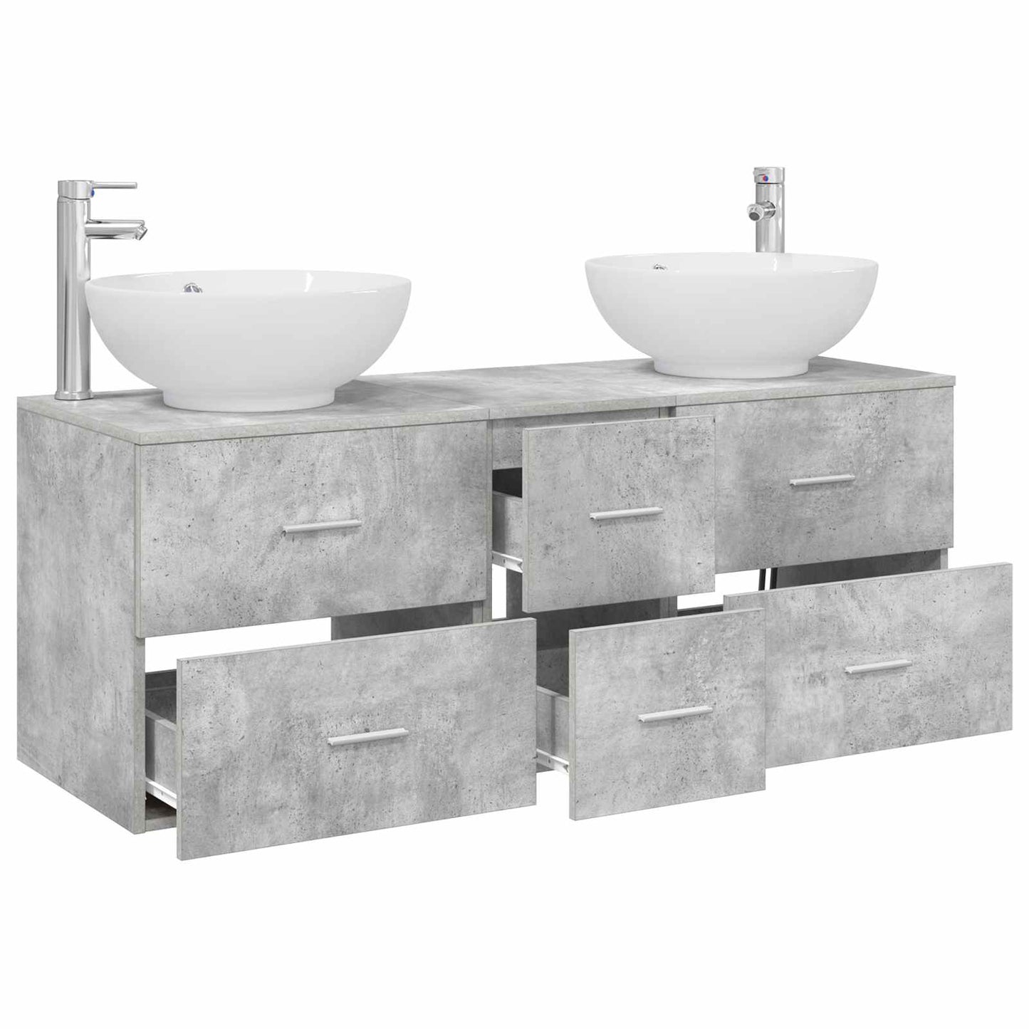 Badkamermeubelset 3 st Betongrijs 49,5 x 44,5 x 65 cm