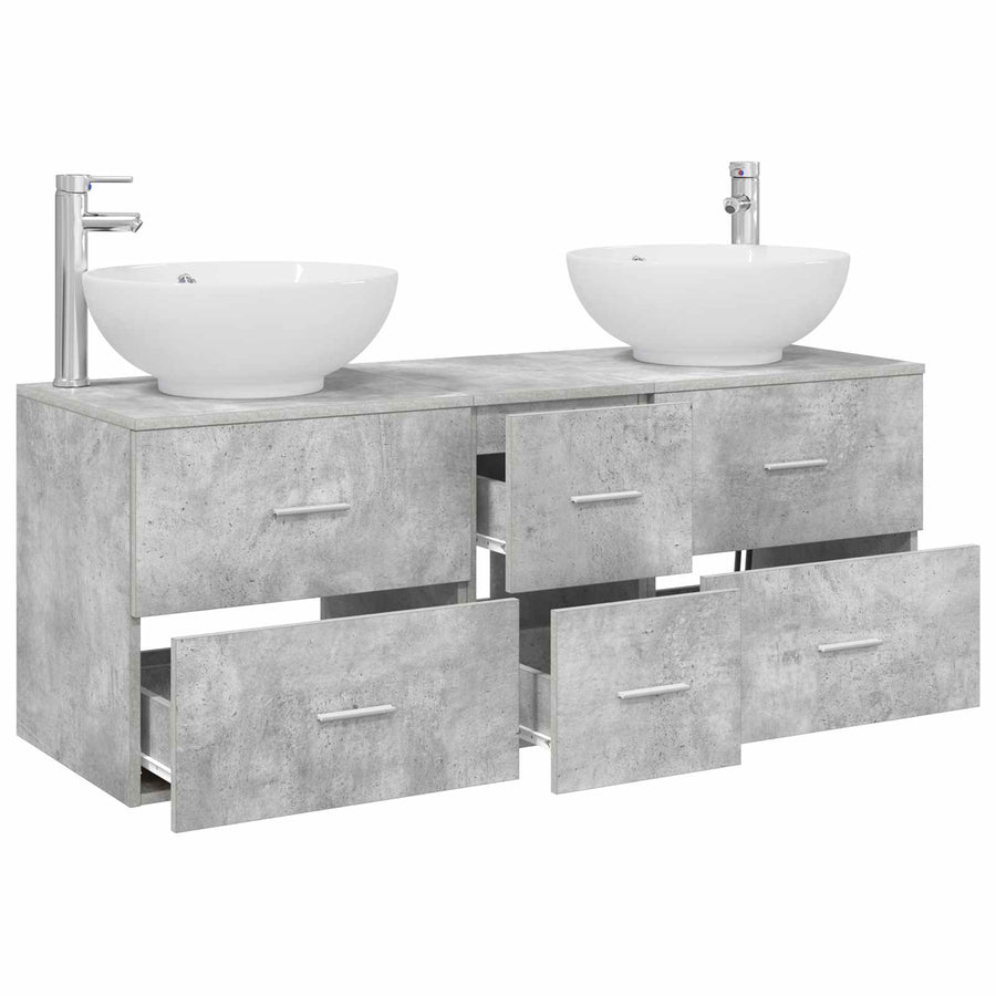Badkamermeubelset 3 st Betongrijs 49,5 x 44,5 x 65 cm