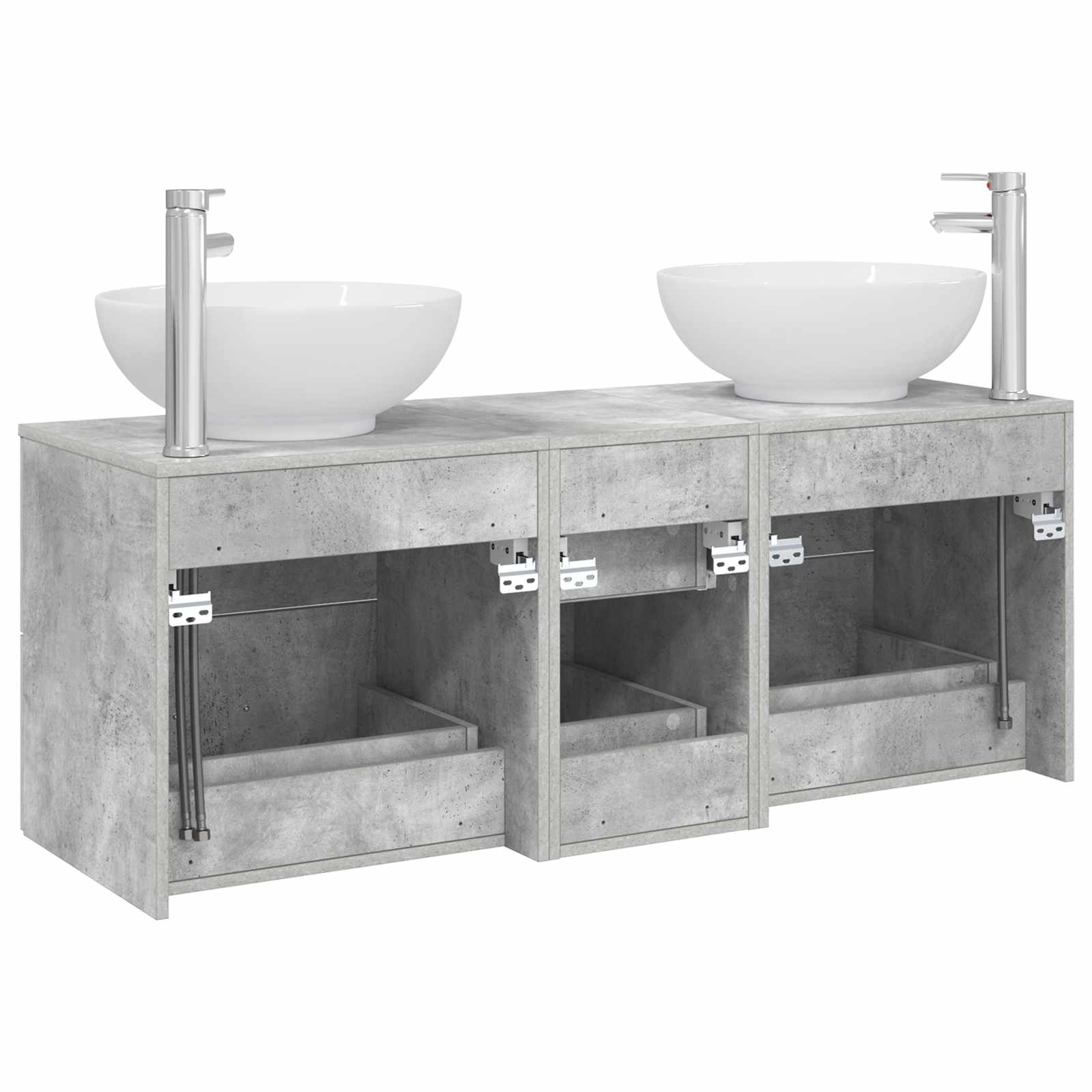 Badkamermeubelset 3 st Betongrijs 49,5 x 44,5 x 65 cm