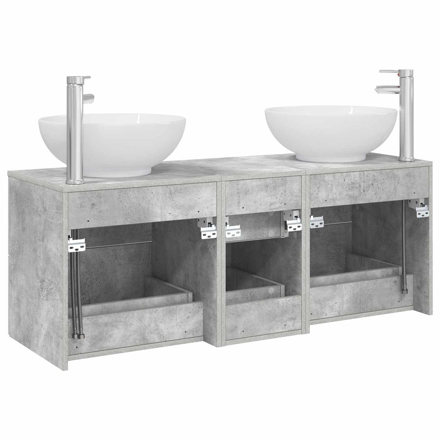 Badkamermeubelset 3 st Betongrijs 49,5 x 44,5 x 65 cm
