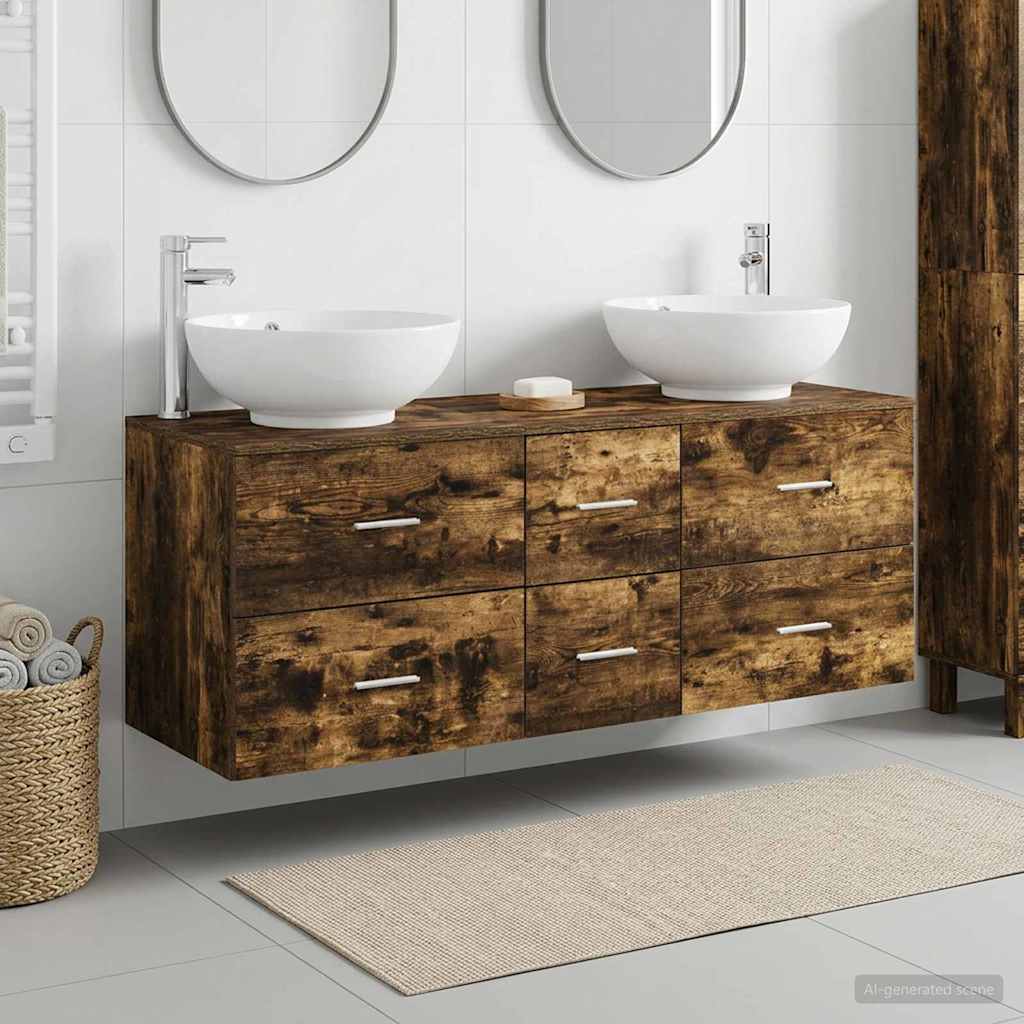 Badkamermeubelset 3 st Gerookt eiken 49,5 x 44,5 x 65 cm