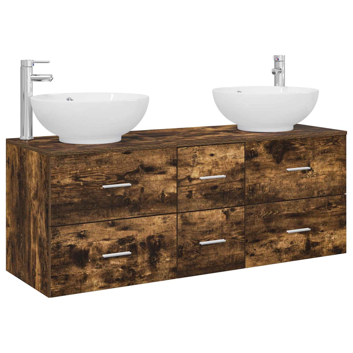 Badkamermeubelset 3 st Gerookt eiken 49,5 x 44,5 x 65 cm