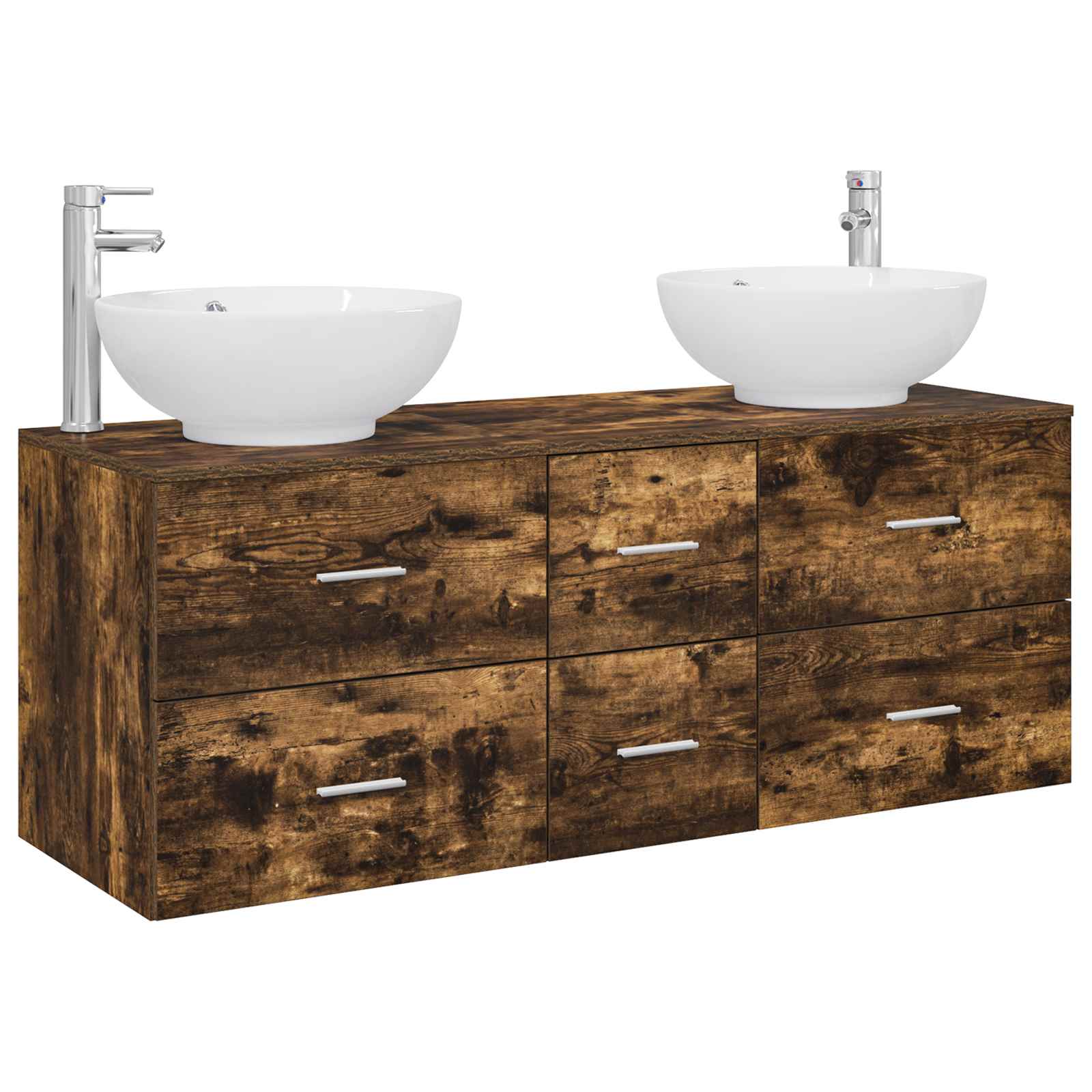 Badkamermeubelset 3 st Gerookt eiken 49,5 x 44,5 x 65 cm
