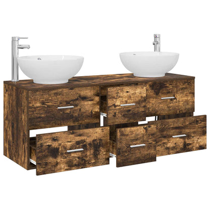 Badkamermeubelset 3 st Gerookt eiken 49,5 x 44,5 x 65 cm