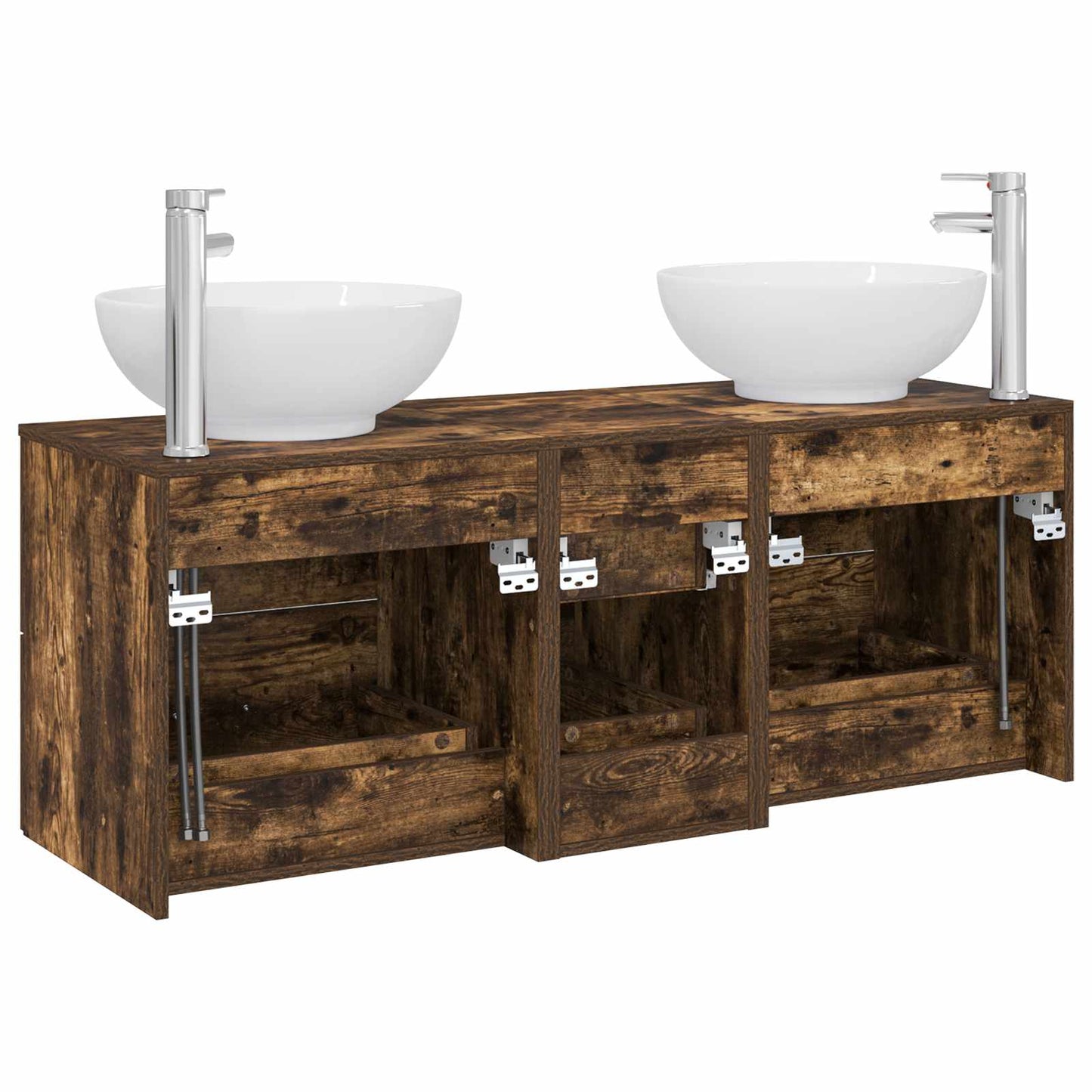 Badkamermeubelset 3 st Gerookt eiken 49,5 x 44,5 x 65 cm