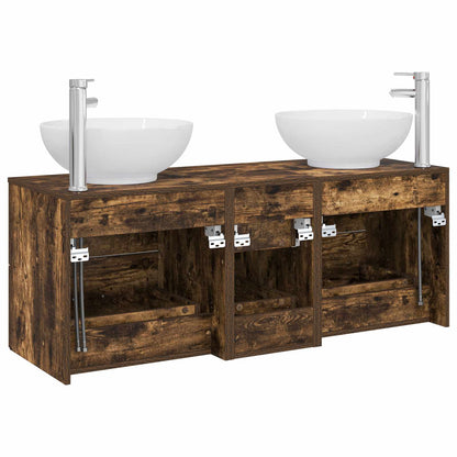 Badkamermeubelset 3 st Gerookt eiken 49,5 x 44,5 x 65 cm
