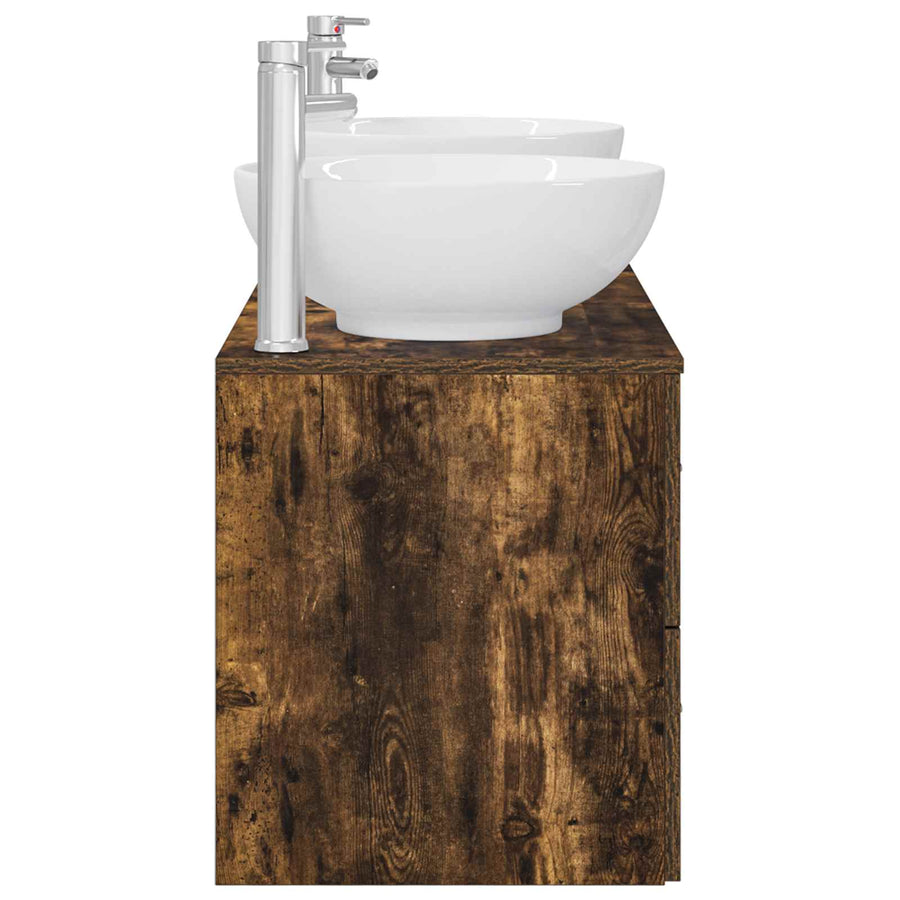 Badkamermeubelset 3 st Gerookt eiken 49,5 x 44,5 x 65 cm