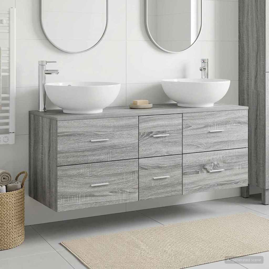 Badkamermeubelset 3 st Grijs Sonoma 49,5 x 44,5 x 65 cm