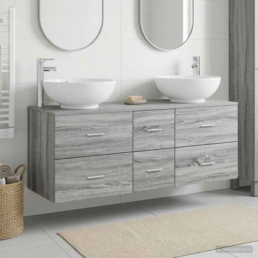 Badkamermeubelset 3 st Grijs Sonoma 49,5 x 44,5 x 65 cm