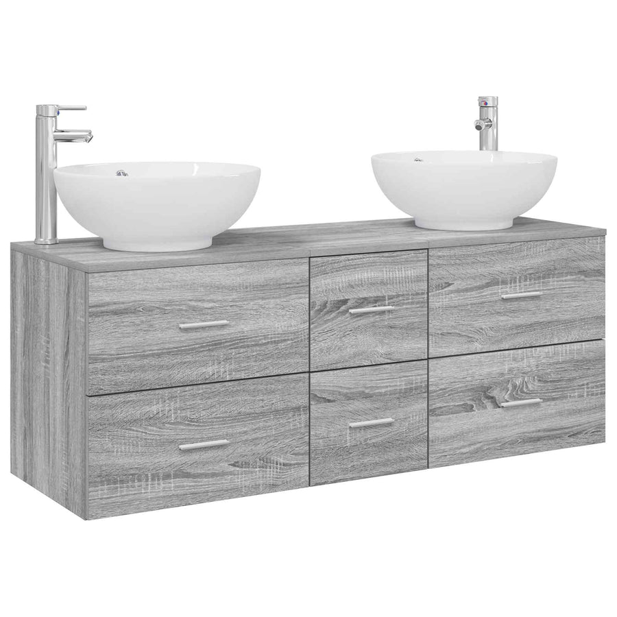 Badkamermeubelset 3 st Grijs Sonoma 49,5 x 44,5 x 65 cm