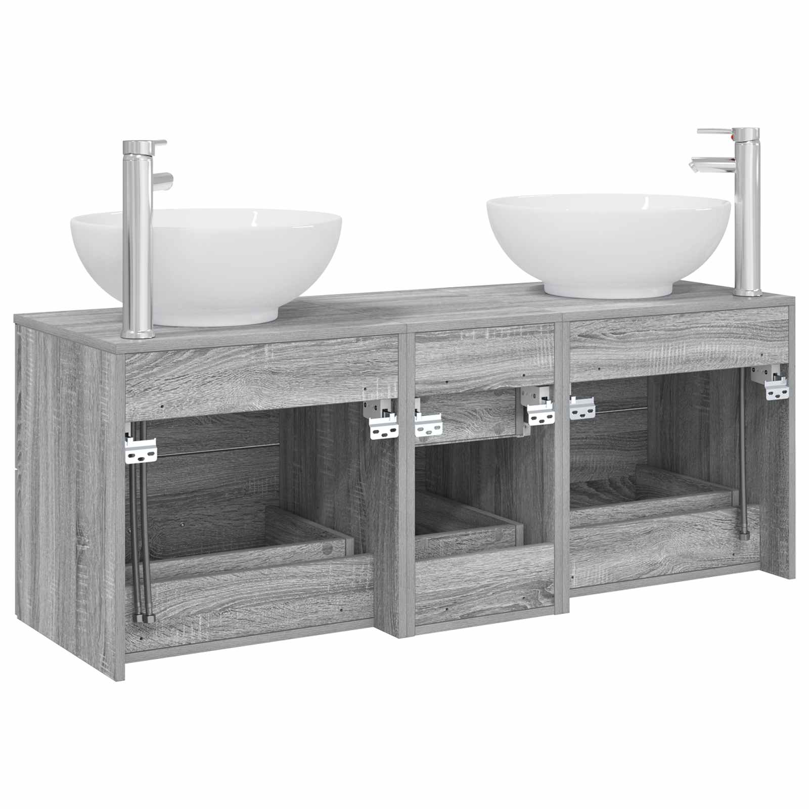 Badkamermeubelset 3 st Grijs Sonoma 49,5 x 44,5 x 65 cm